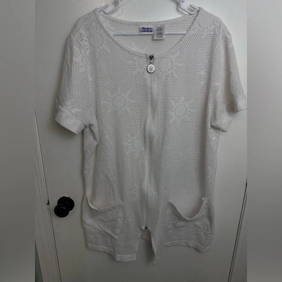 Beach Cabana women’s white cover up beach swim size large #1216 - Picture 1 of 6